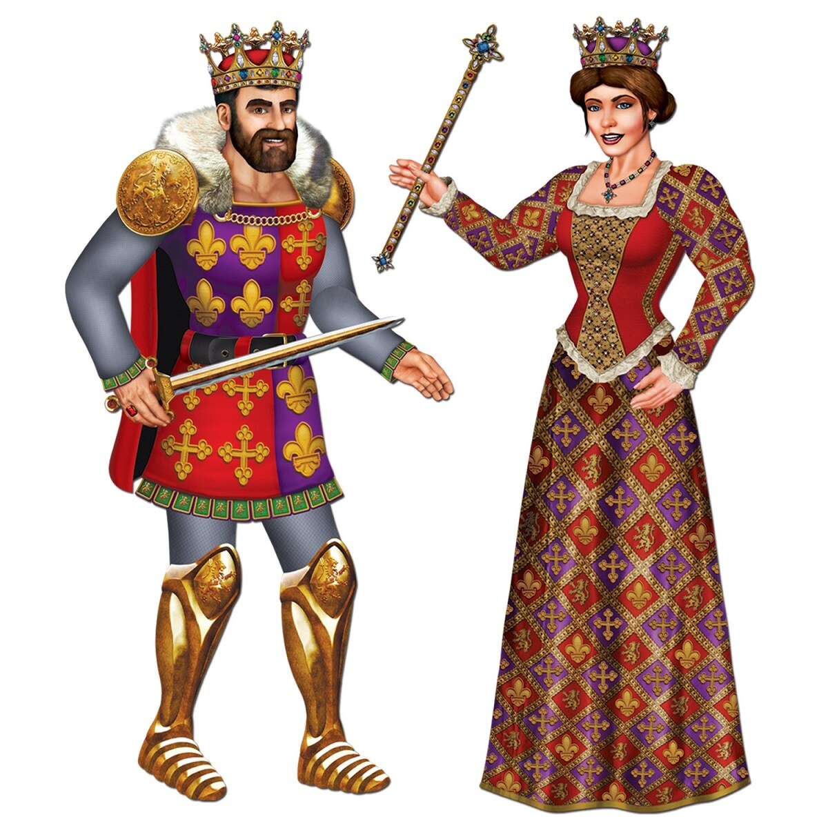 Shop Club Pack Of 12 Multi Colored Jointed Medieval Royal King And