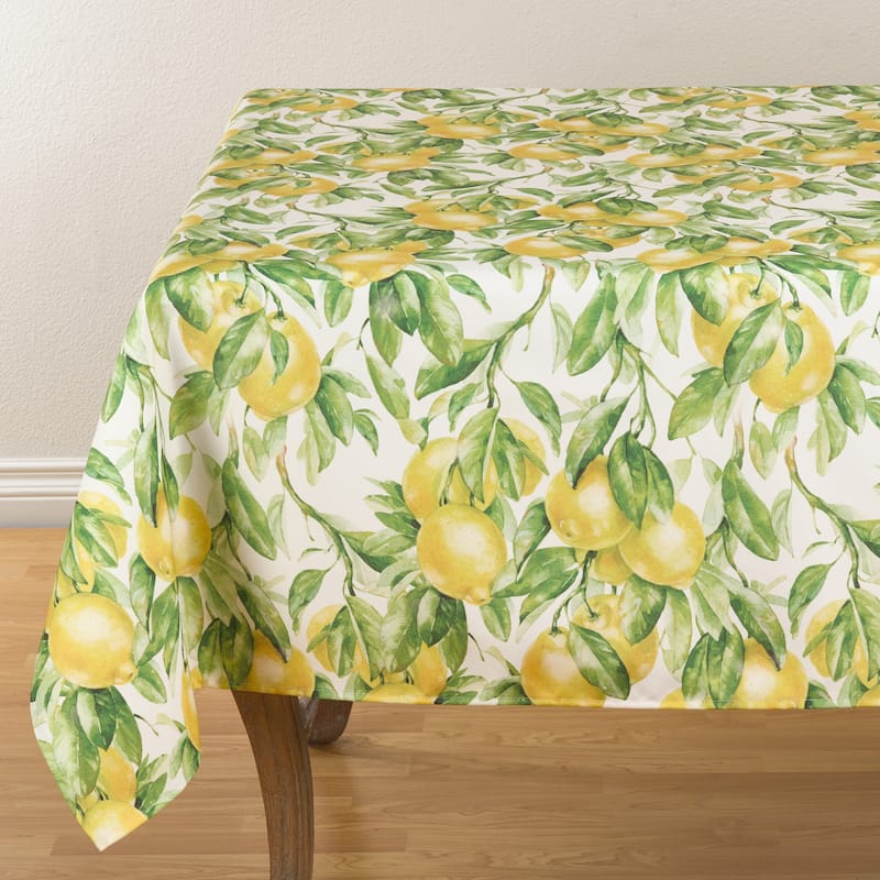Printed Tablecloth With Lemon Design - 65"x104"