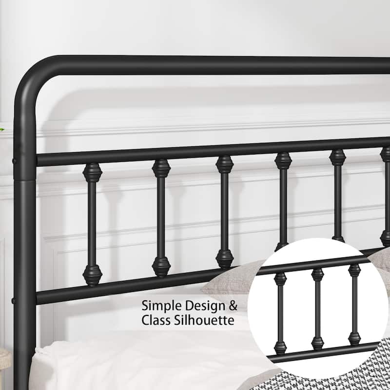 Metal Bed Frame,Queen Size Bed Frame with Headboard,Structurally Stable, Under Bed Storage,No Box Spring Needed