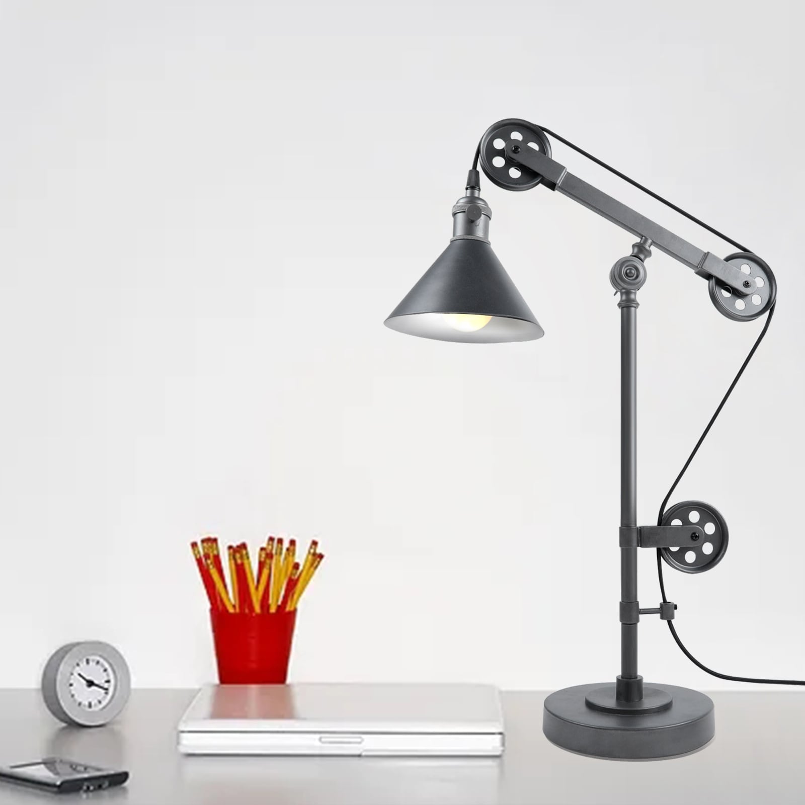 Industrial Table Lamp With Pulley System Adjustable Arm Desk Lamp On Sale Bed Bath Beyond 34825246