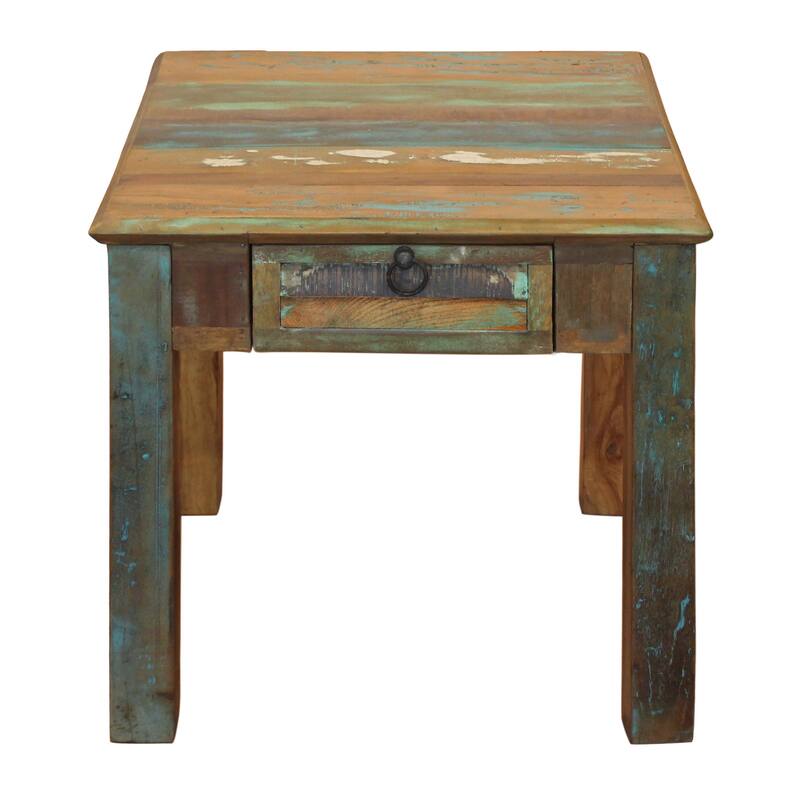 HomeRoots 24" Brown Solid Wood Square End Table With Drawer - 24.00 in. x 24.00 in. x 24.00 in.