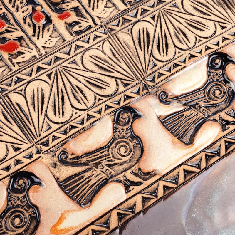 Novica Handmade Palatial Signs Glazed Ceramic Tray
