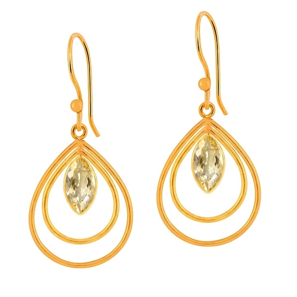 Citrine Brass Marquise Dangle Earrings by Fashionablez