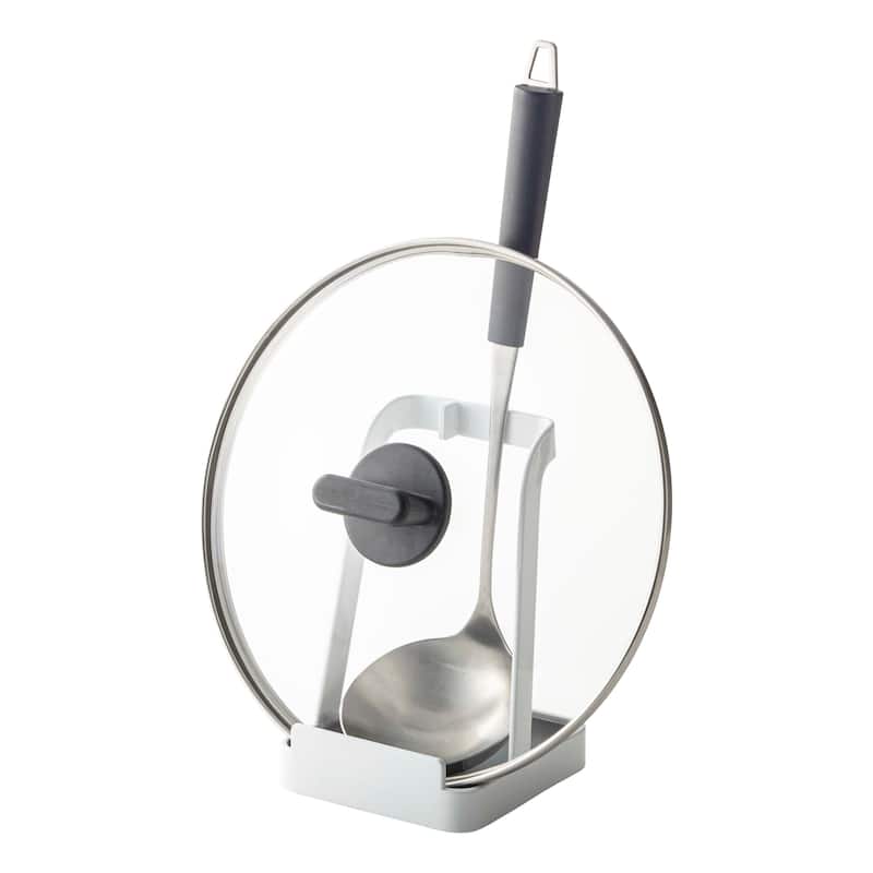 Yamazaki Home Lid and Ladle Stand, Steel - L 3.94 x W 3.94 x H 5.91 inches - White