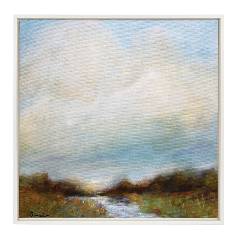 Kate and Laurel Sylvie Tranquility Framed Canvas by Mary Sparrow