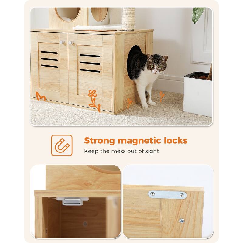 Modern Wood Cat Condo with Litter Box