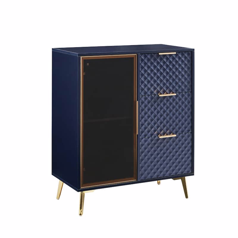 Modern Dresser with Glass Doors & 3 Drawers - 31.5"