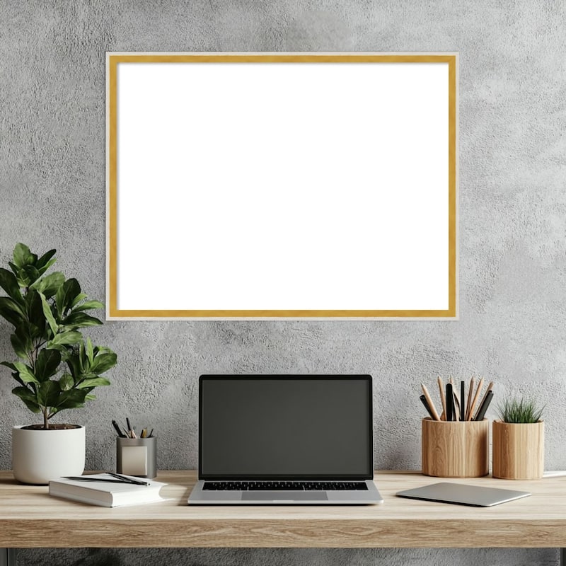 Amanti Art Paige White Gold Framed Dry Erase Magnetic Board