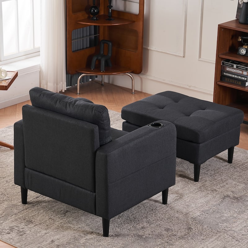 Upholstered Armchair and Storage Ottoman Set for Stylish Comfort - 33.07"L x 30.71"W x 33.86"H