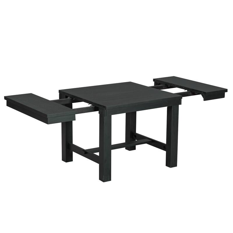 Extendable Dining Table with 4 Upholstered Dining Chairs and Dining Bench