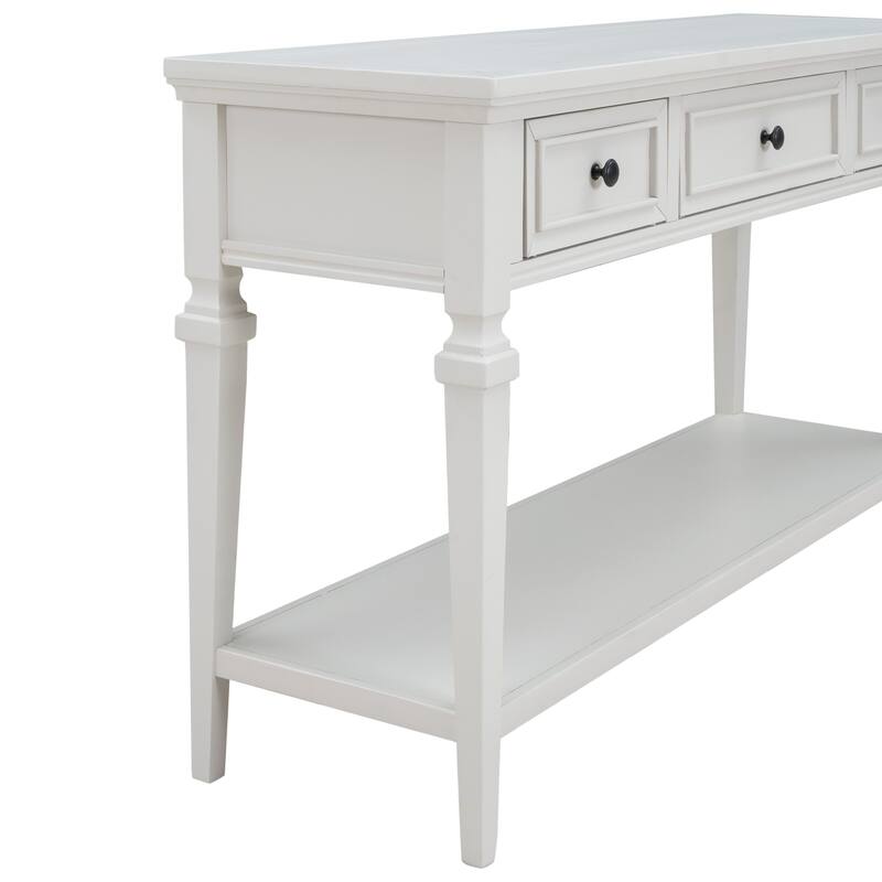 Retro Style Console Table with Three Drawers and Bottom Shelf