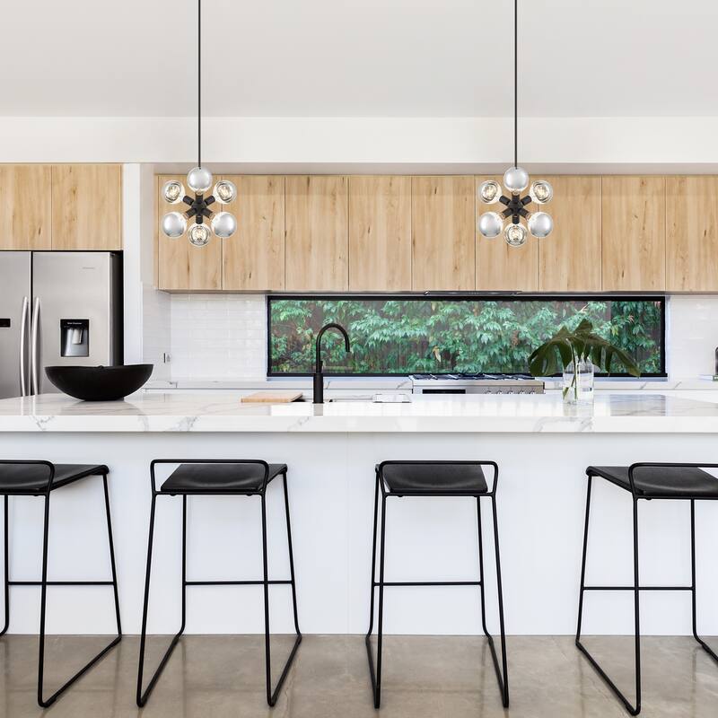 Gambit 7 in. 6-Light Matte Black Modern Pendant Light