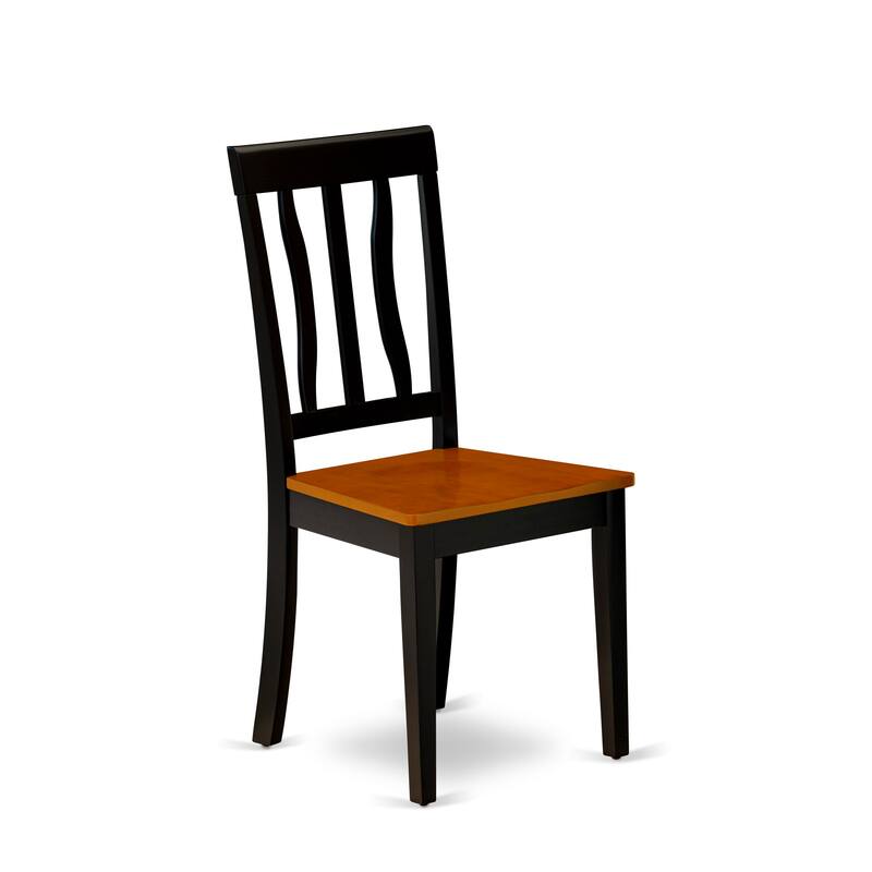 East West Furniture Dining Table Set- A Round Kitchen Table and Dining Chairs, Black & Cherry (Pieces & Seat Type Options)