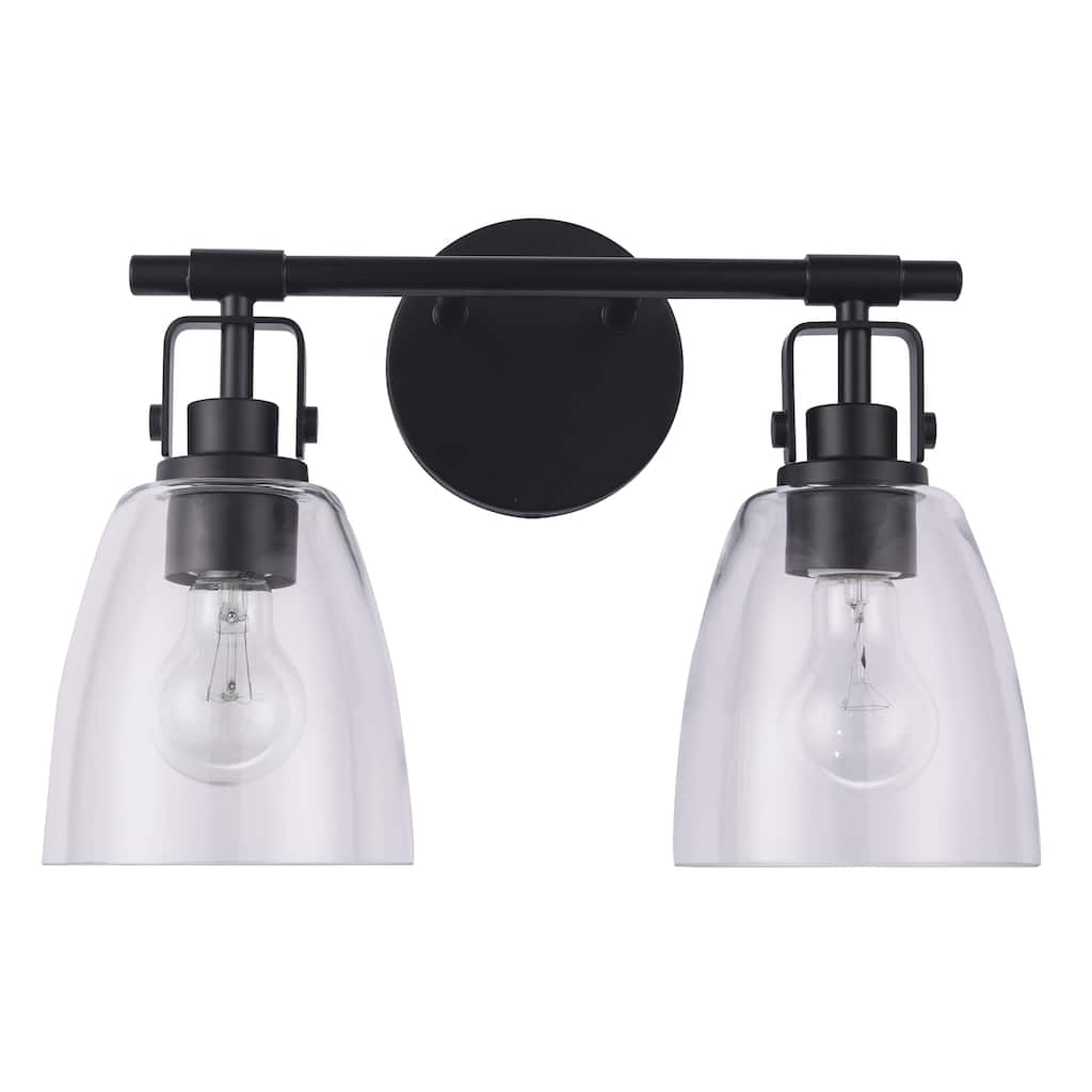 Brilliance Modern Farmhouse 2-Light Black Vanity Light - 14.6"L x 7"W x 10.6"H