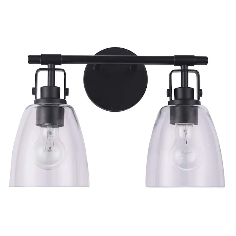 Modern Brilliance Farmhouse 2-Light Black Vanity Light - 14.6"L x 7"W x 10.6"H