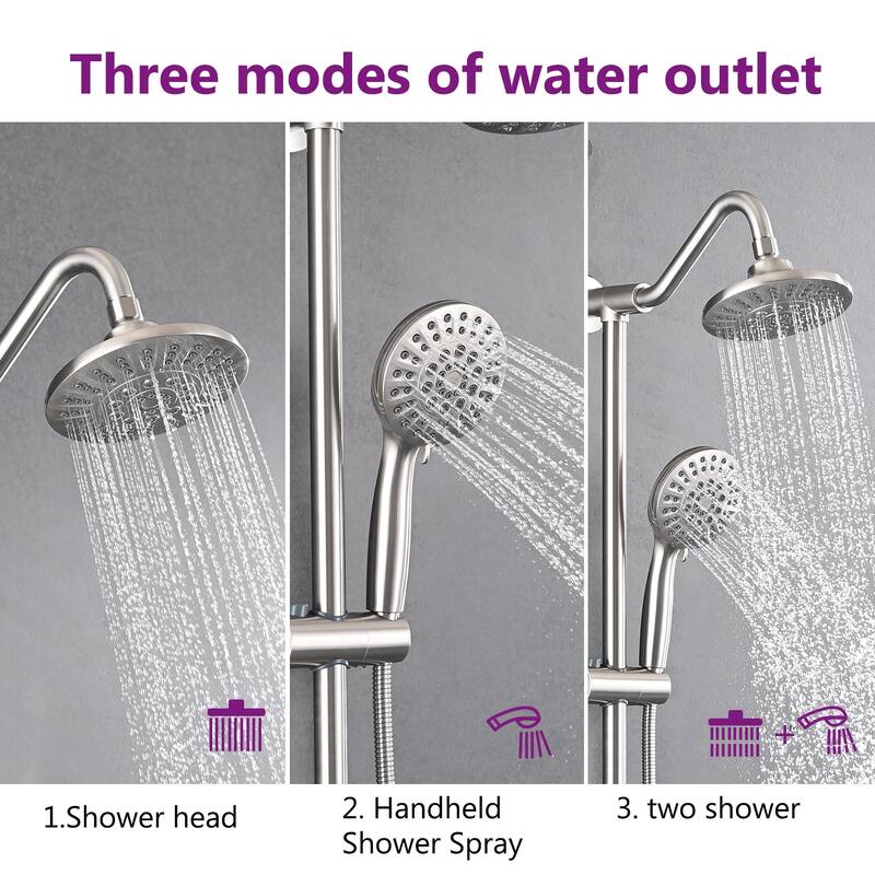 YASINU 6 Inch Rain Showerhead With 6 Sprayer Handheld Rain Shower System