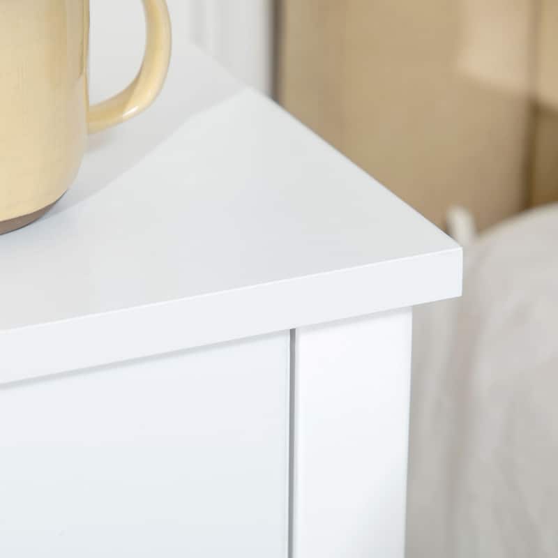 2-tier Modern Side Table with Drawer and Bottom Shelf