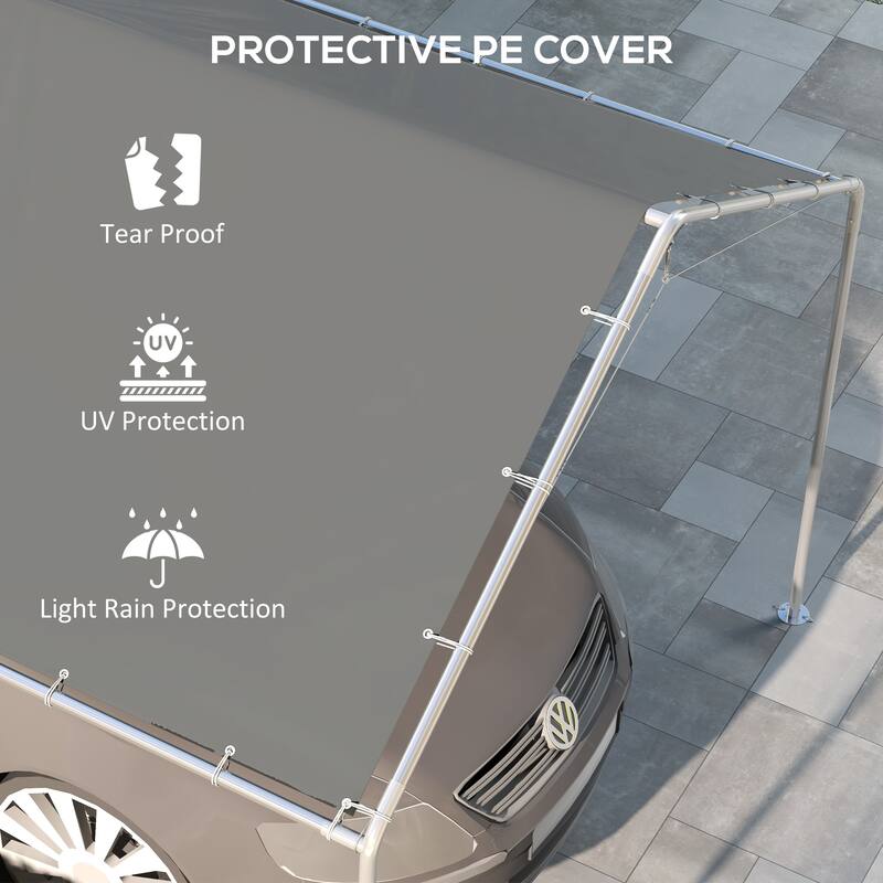 Outsunny 9.6' x 19.5' Carport Replacement Top Canopy Cover, UV Resistant and Water Resistant Car Port Portable Garage Tent Cover