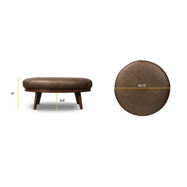 dimension image slide 1 of 2, Poly & Bark Gio Ottoman - Full Grain Genuine Italian Leather