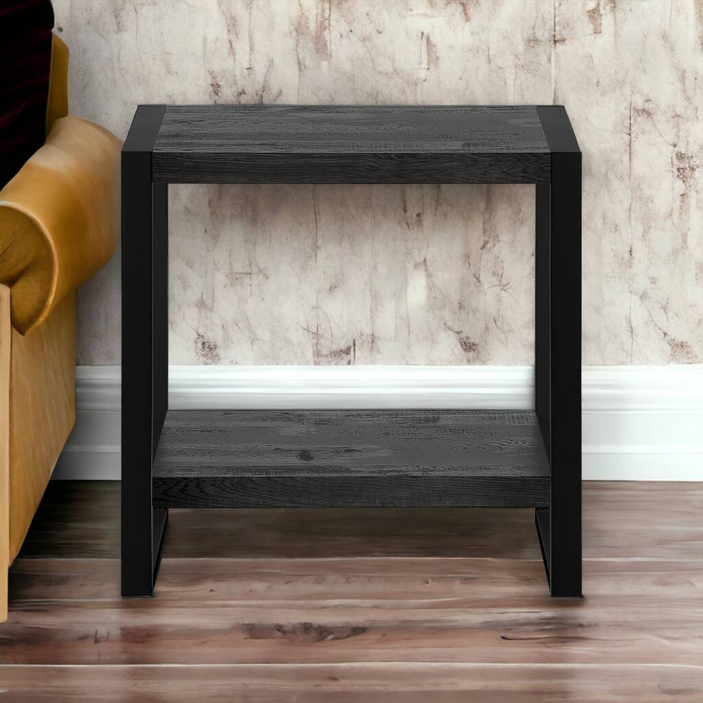 HomeRoots 24" Black End Table With Shelf - 23.75 in. x 23.75 in. x 12.00 in.
