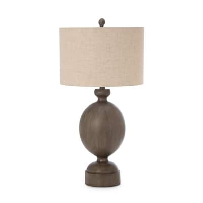 HomeRoots 30" Brown Table Lamp With Beige Drum Shade - 6.25