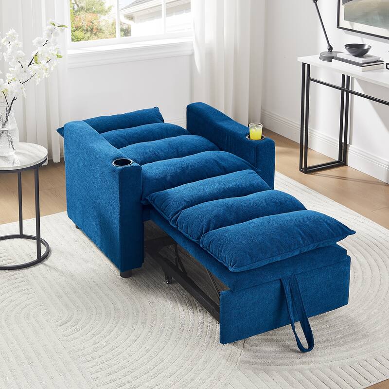 Anmytek 3-in-1 Multifunctional Convertible Sleeper Chair - Adjustable Pullout Sofa Bed with Modern Velvet Fabric