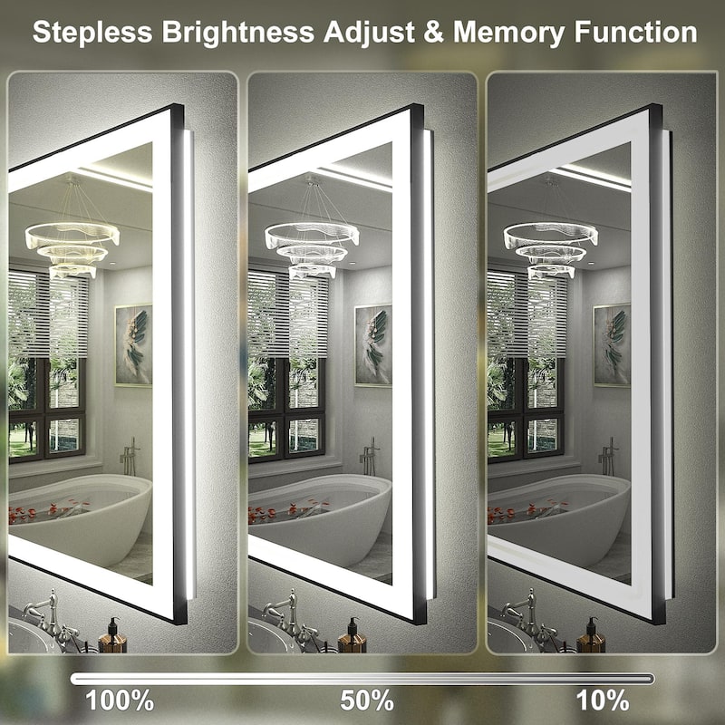 KIOTEE Black Frame LED Bathroom Vanity Mirror with 3 Years Warranty