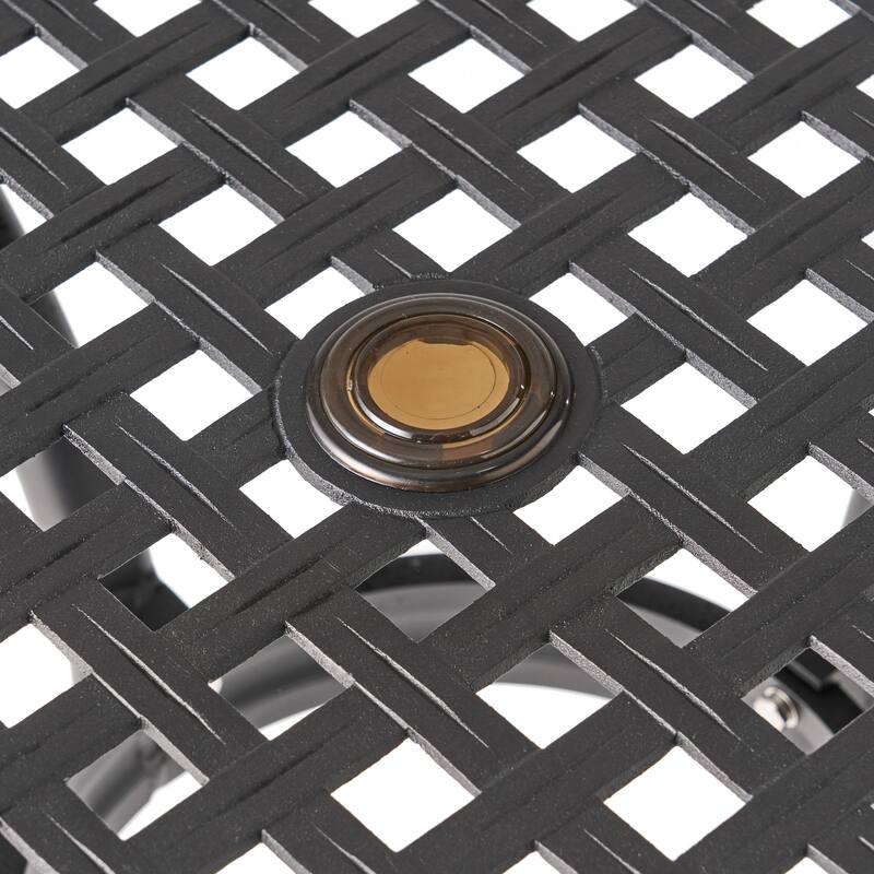 39 Inch Square Outdoor Dining Table Black Aluminum Arch Mesh Design