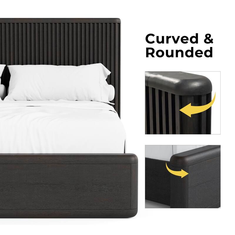 Furniture of America Caelan I Modern 3-Piece Black Solid Wood Fluted Panel Bedroom Set
