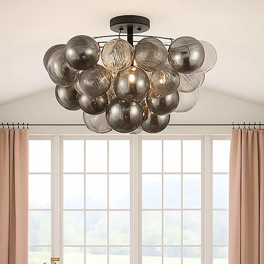 Eroile 1-light Modern Dimmable Glass Flush Mount Ceiling Lighting