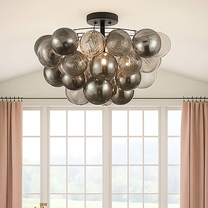 Eroile 1-light Modern Dimmable Glass Flush Mount Ceiling Lighting