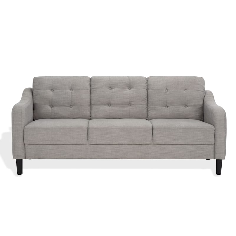 SAFAVIEH Couture Nathaniel Tufted Back 3 Seater Sofa - 77"W x 32"D x 34"H - Light Grey
