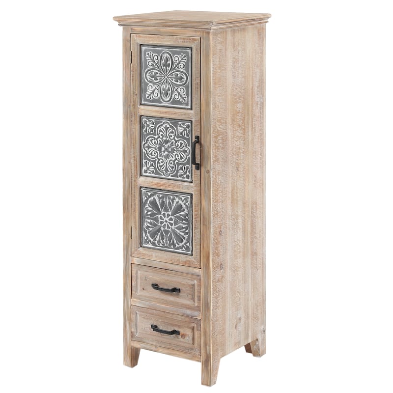 Rustic Wood 2-Drawer 1-Door Storage Cabinet - 48.23" H x 15.75" W x 15.16" D