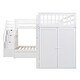 preview thumbnail 40 of 43, Twin-Twin over Full L-Shaped Bunk Bed with 3 Drawers, Portable Desk, Wardrobe, Guardrails & Solid Pine Frame, Grey
