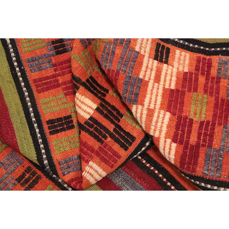 Hand Woven Oriental 100% Wool Carpet Southwestern Tribal Multi-Colored Kilim Area Rug - 8' 11'' X 5' 5''