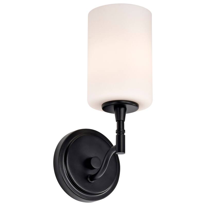 Liam 1 Light Vanity Matte Black White Opal Glass - Matte Black