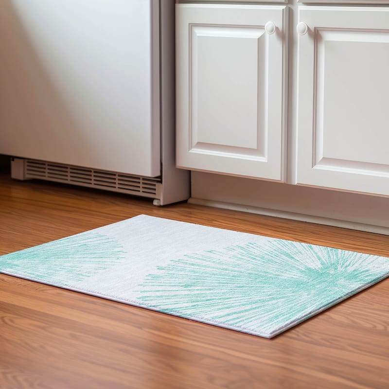 Premium Washable Super Soft Abstract Blast Mayfield Rug - Teal - 1' 8" x 2' 6" - Rectangle