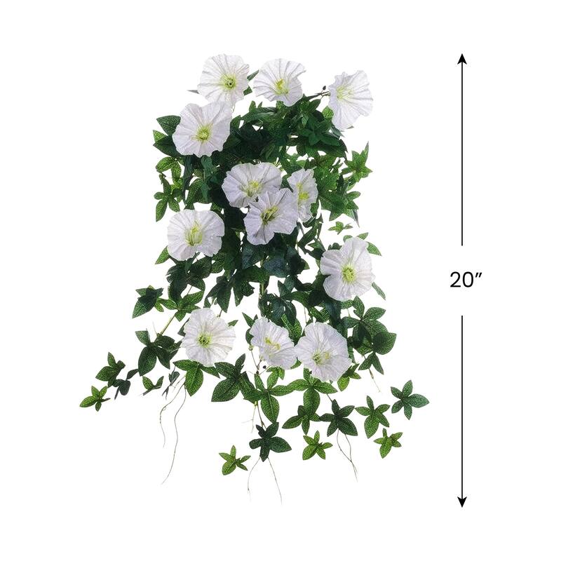 Morning Glory Artificial Floral Hanging Bush Spray- 20" - Cream