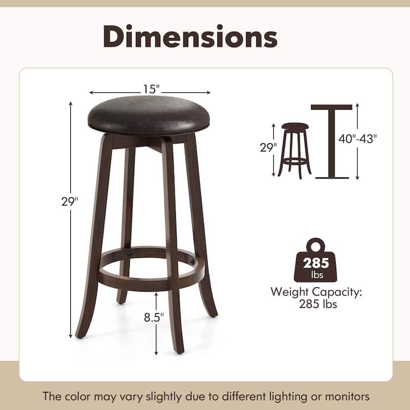 2/4PCS Swivel Bar Stools Backless Round Bar Height Stools