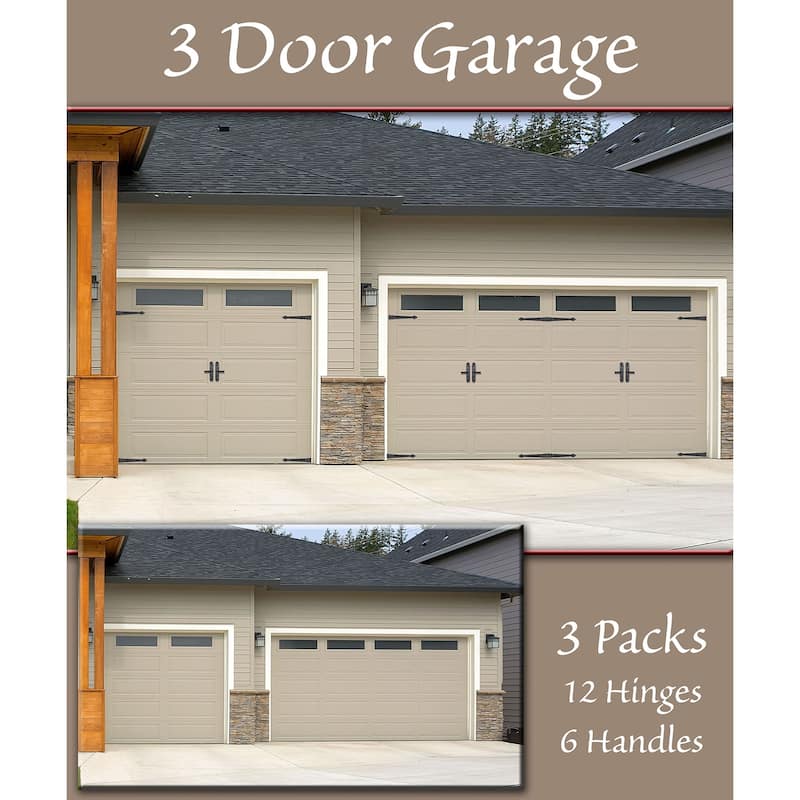 Household Essentials Premium Carriage House Magnetic Garage Door Hinges with Lever, Black