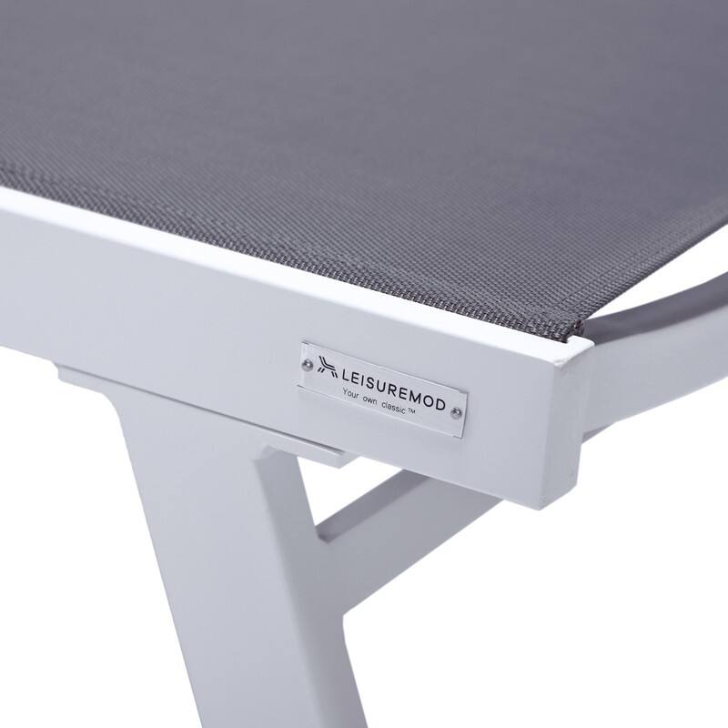 Marlin Adjustable Aluminum Patio Lounge Chair with UV-Protected Breathable Mesh Sling and Armrests, Fully Reclining