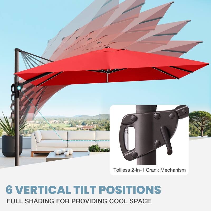 VredHom 9 x 12 FT Outdoor Patio Cantilever-Offset Umbrella with Wheel Base