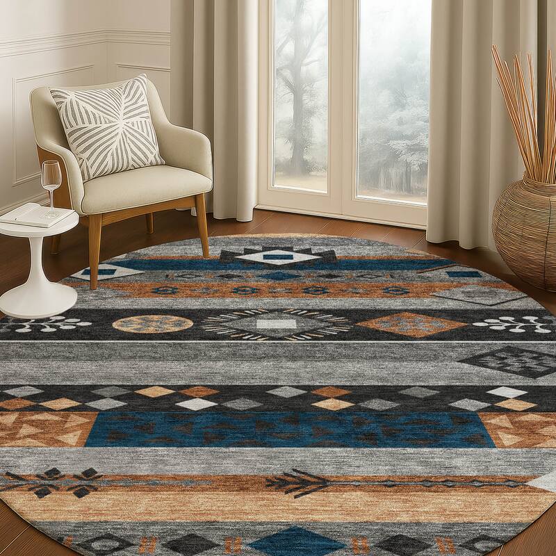 Machine Washable Indoor/ Outdoor Global Tuca Chantille Rug