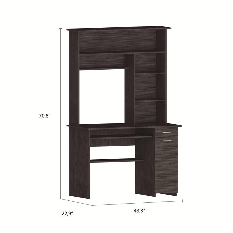 2 Drawer and 7 Shelf Computer Desk with Hutch