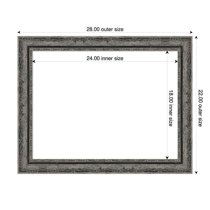 Filigree Framed Dry Erase Magnetic Board - 28 x 22 in - Filigree Matte Black