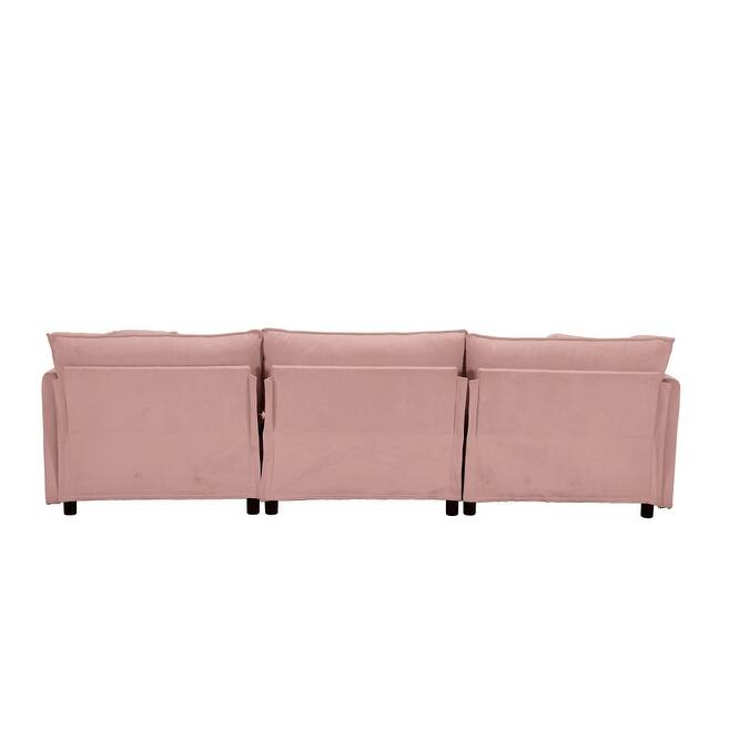 108" L-Shaped Chenille Sectional Sofa with Movable Ottoman