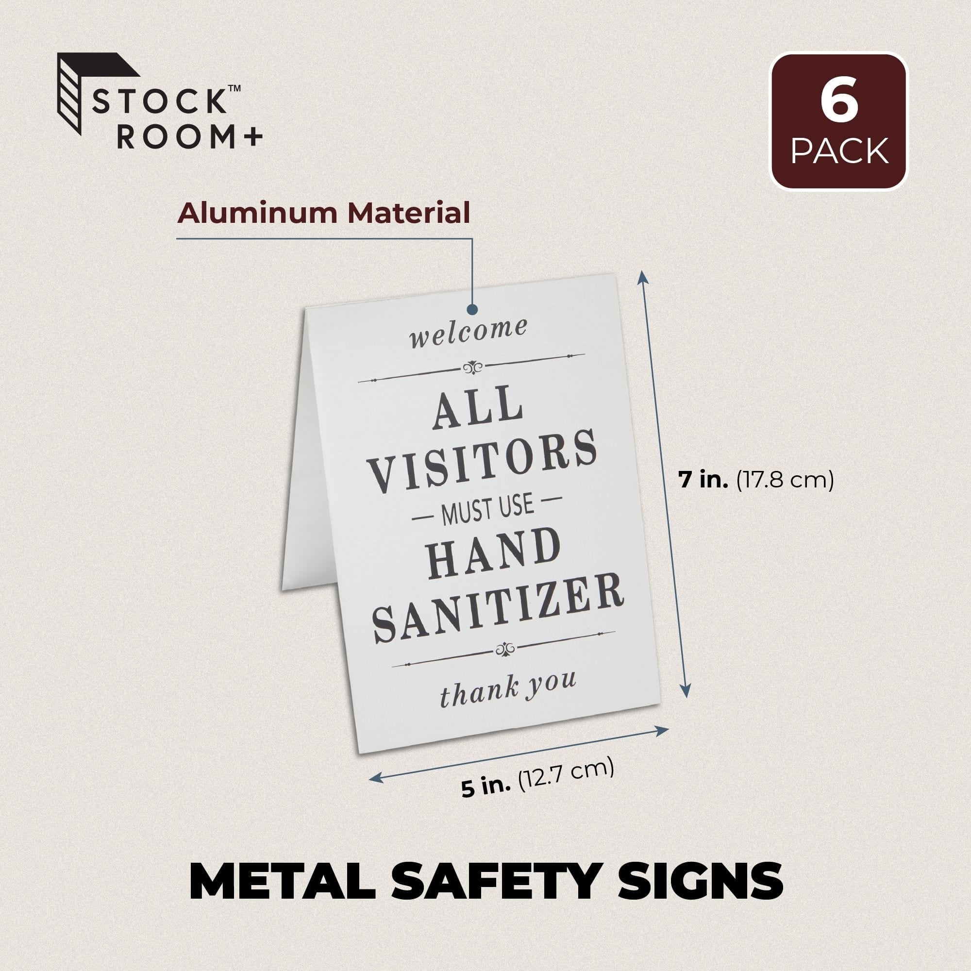 DoubleSided Metal Safety Signs, All Visitors Must Wash Hands (5x7 In