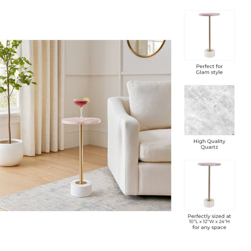 Modern Quartz Accent Side Table for Home Decor - 24" - 24.0"