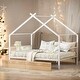 preview thumbnail 1 of 13, Metal Full Size House Bed with Two Drawers White