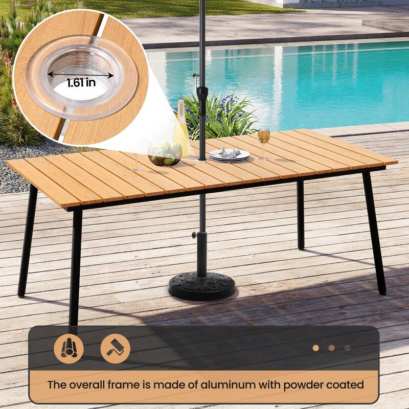 Outdoor Dining Furniture Rectangular Dining Table with Umbrella Hole